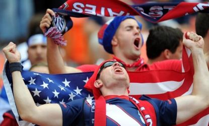 U.S. soccer fans celebrate Sunday's win over Jamaica