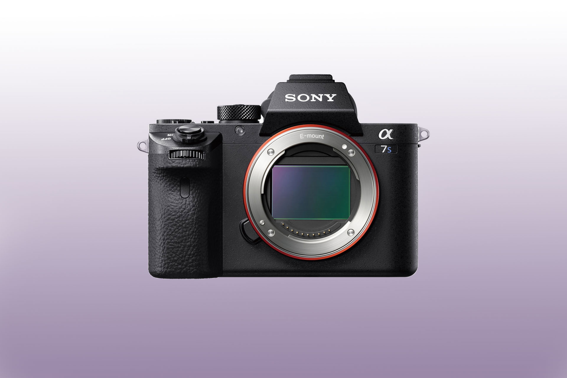 The Sony A7S II on a purple gradient background
