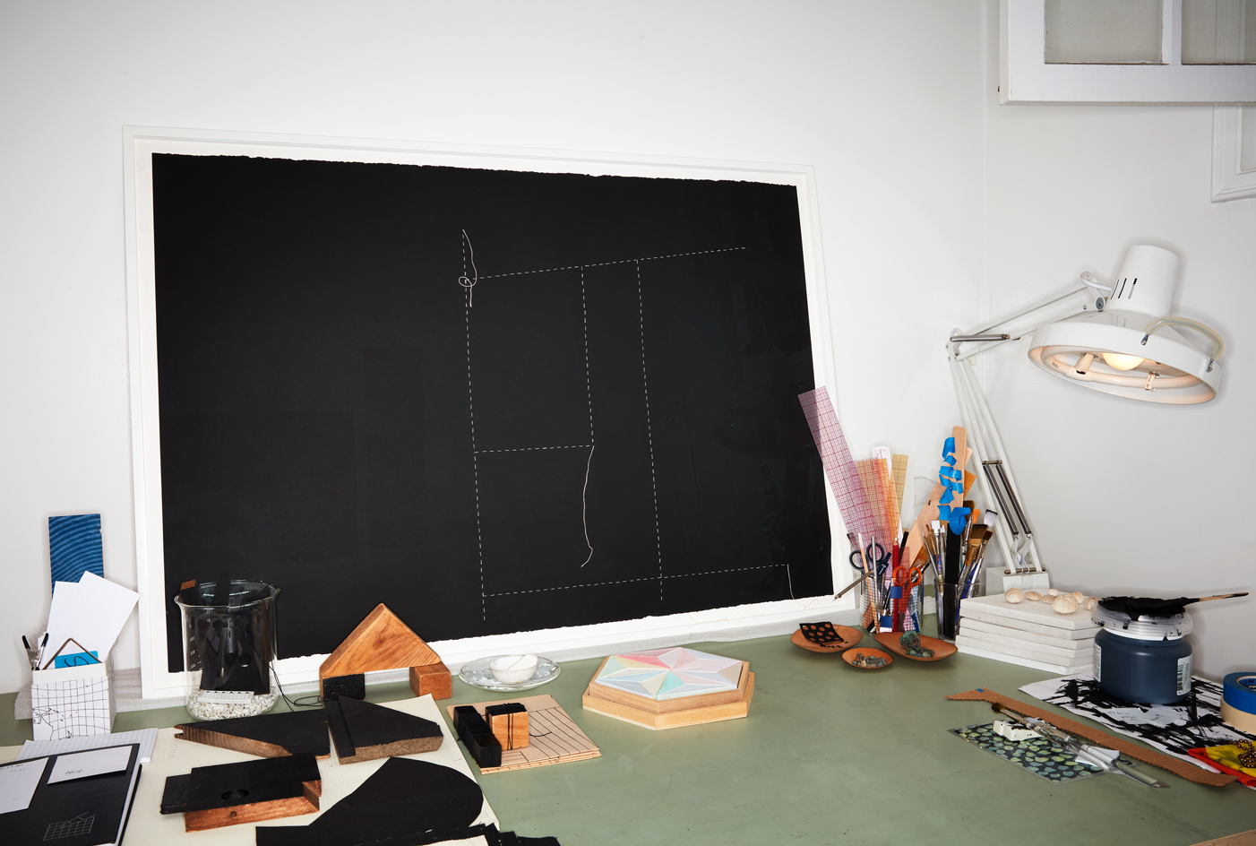 Emily Hass' Altonaer Strasse, 2 Sewn 4, 2008 canvas strands and paper, made using the archival architectural records of the former residence of Anne (née Berger) and Bernhard Hass