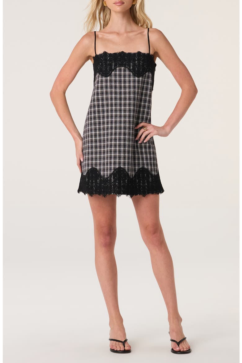Aitana Lace Trim Plaid Slipdress