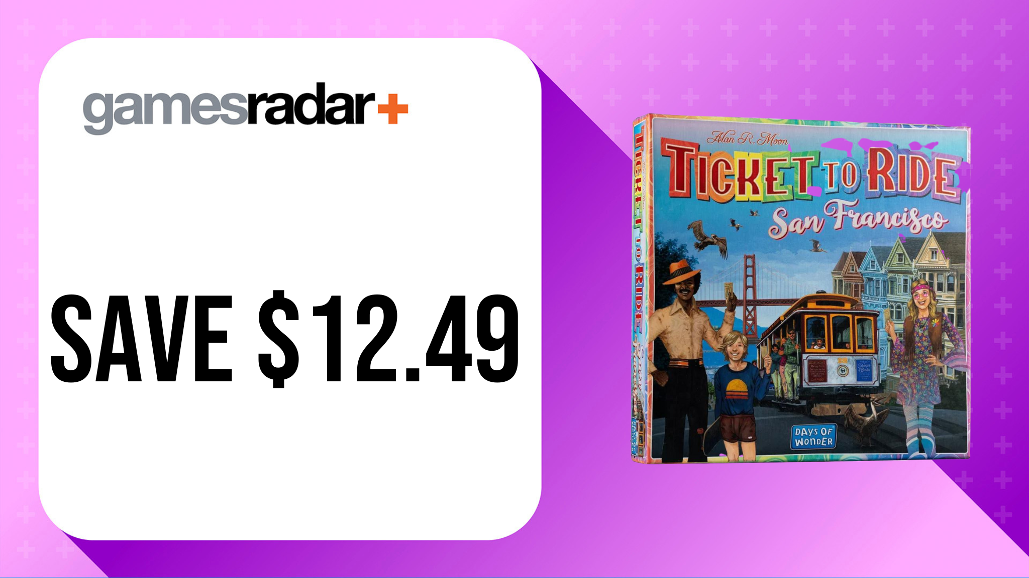 Ticket to ride San Francisco deal image with £12 saving and purple background