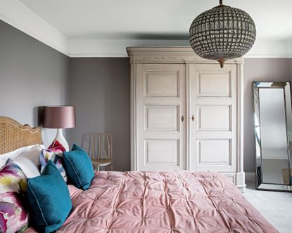 Bedroom ceiling light with crystal chandelier