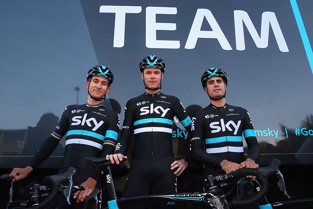Michal Kwiatkowski, Chris Froome and Mikel Landa (Team Sky)