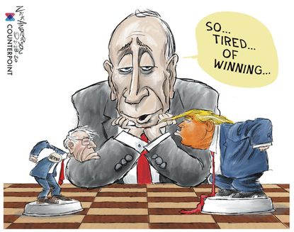 Political Cartoon U.S. Bloomberg Sanders Trump 2020 election chess