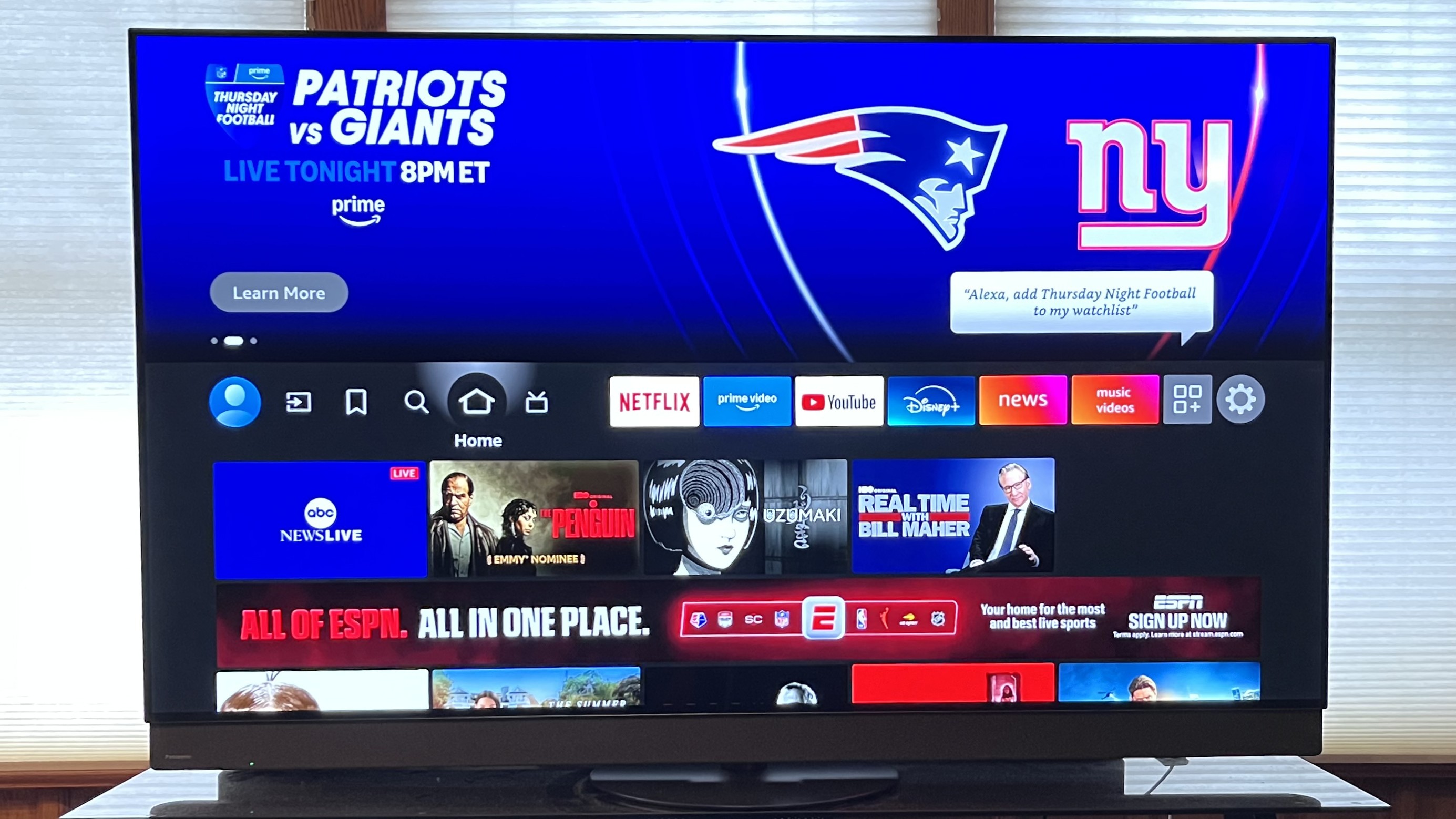 Panasonic z95b Fire TV smart interface home screen