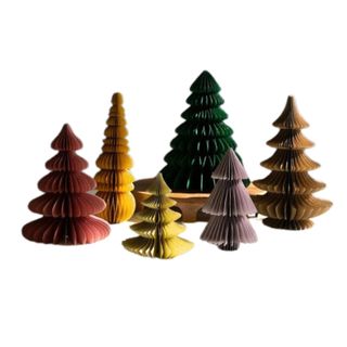 The Holiday Aisle® Set of Six Paper Jewel Tone Accordian Christmas Trees - One Each Color | Wayfair