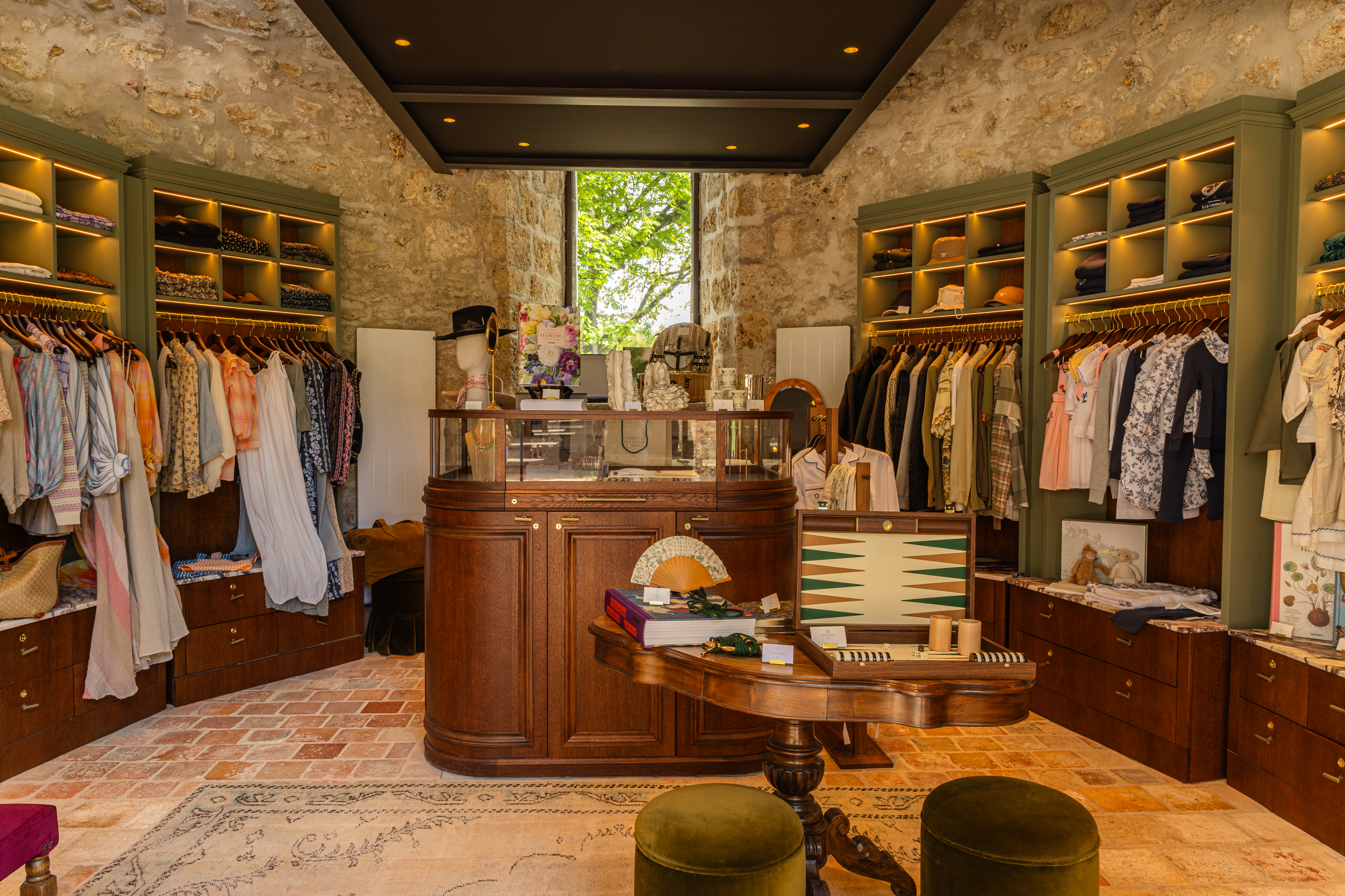 An ancient abbey now housing a hotel mixes ghotic architecture with plush interior and outdoor furniture, French and Asian decor.