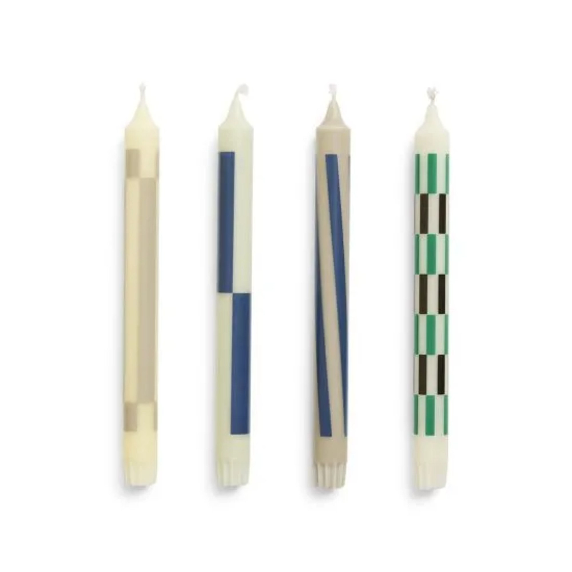 HAY Patterned Dining Candles Cream &amp;amp; Dark Set of 4