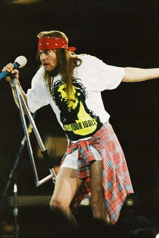 Axl Rose of Guns n Roses performs on stage on The Freddie Mercury Tribute Concert at Wembley Stadium on April 20th, 1992 in London, United Kingdom