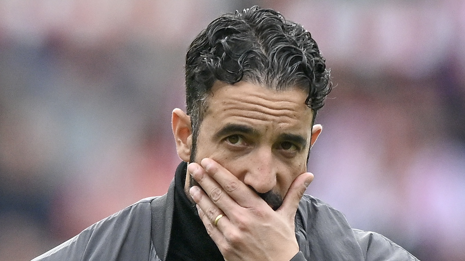 Ruben Amorim manager of Manchester United looks dejected during the Premier League match between Brentford and Manchester United at Brentford Community Stadium on September 27, 2025 in Brentford, England. (Photo by Vince Mignott/MB Media/Getty Images)