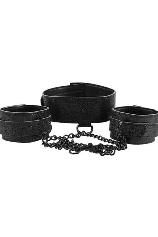black cuffs and collar S&M set