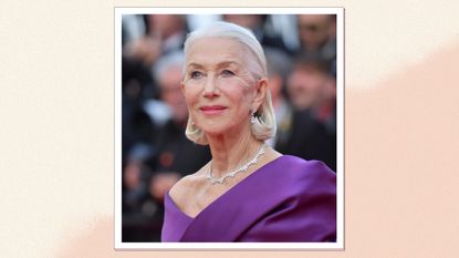 Helen Mirren attends the &quot;La Plus Precieuse Des Marchandises&quot; (The Most Precious Of Cargoes) Red Carpet at the 77th annual Cannes Film Festival at Palais des Festivals on May 24, 2024 in Cannes, France/in a cream and beige template