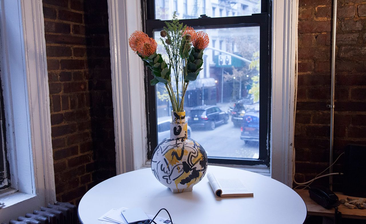 vase and flower on table