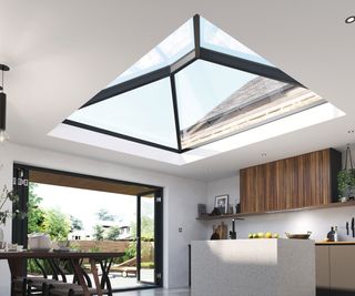 modern roof lantern in a kitchen extension
