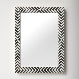  AllModern Iver Rectangle Wood Floor Mirror in black and white