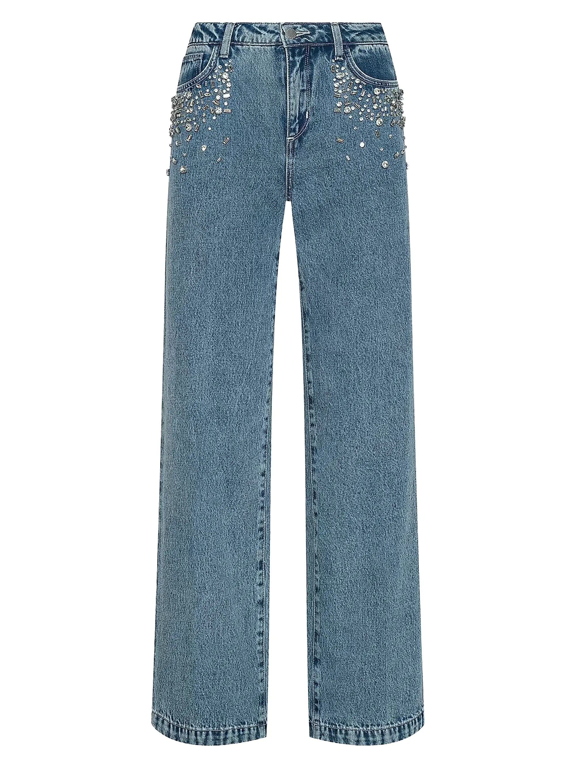 Scottie Crystal-Embellished Wide-Leg Jeans