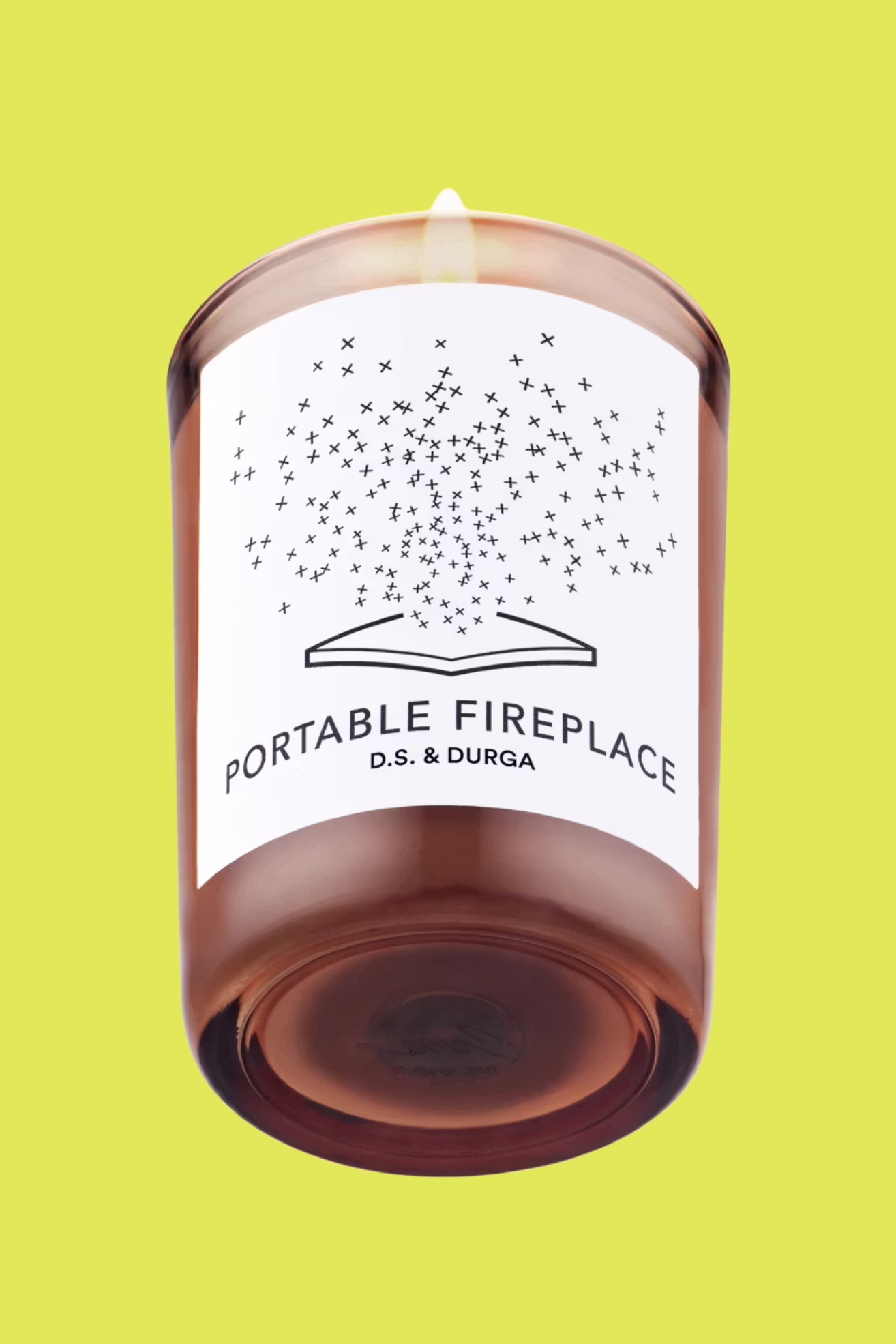 A candle in amber glass