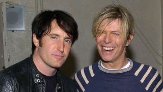 Nine Inch Nails’ Trent Reznor with David Bowie backstage in Los Angeles