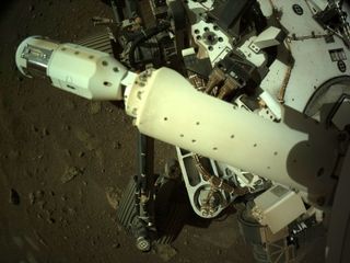 The Perseverance rover's wind sensor has been deployed, as this shot by one of the robot's navigation cameras shows.