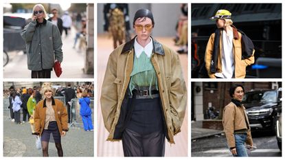 Barn coats, field jackets, and chore coats from Spring 2024 runways and street-style