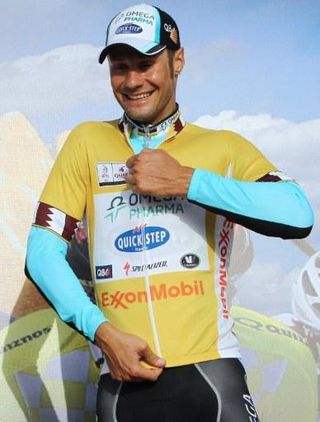 Tom Boonen dons the leader's jersey in Qatar