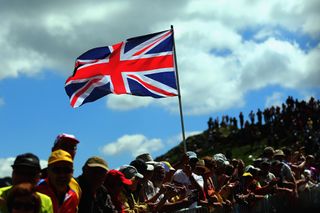 A union jack flag at the Tour de France