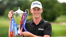 David Hillier poses with the Betfred British Masters trophy