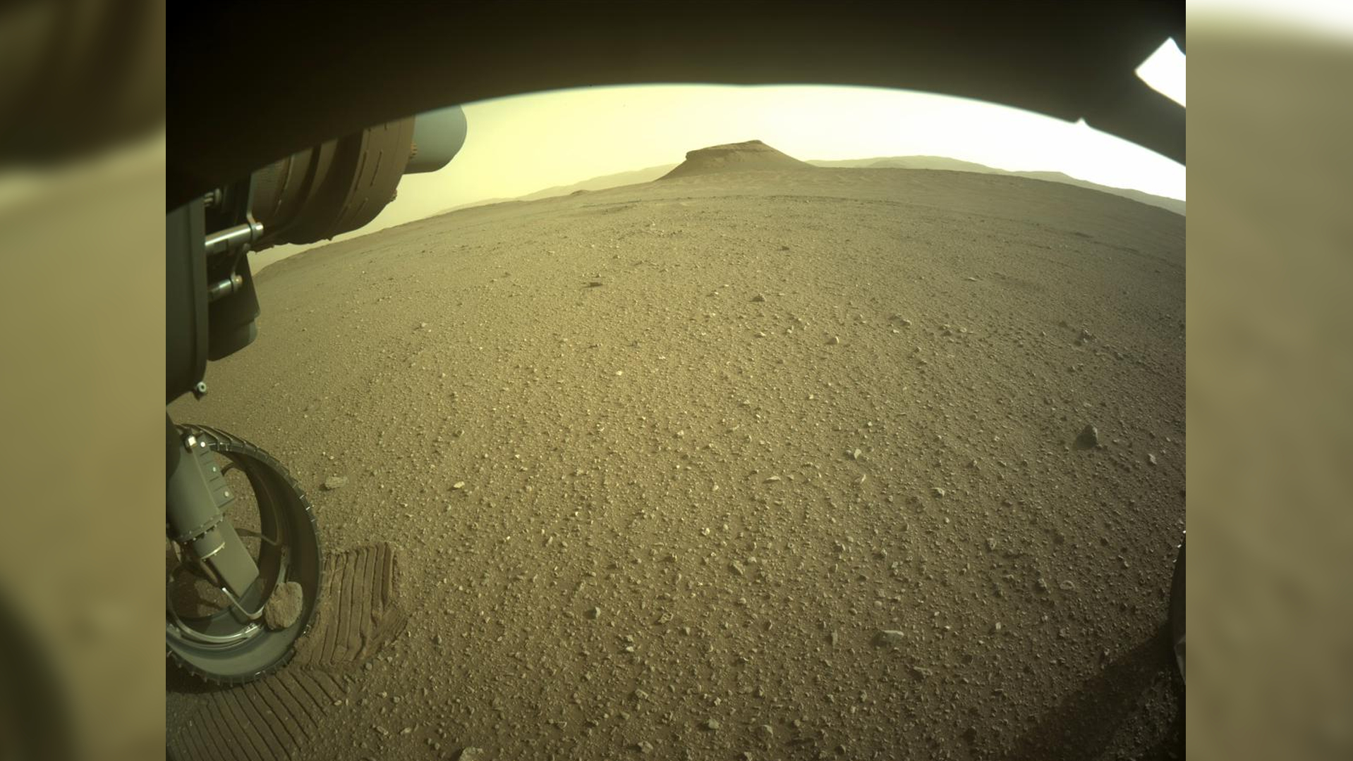 A view of the Perseverance Mars rover's pet rock and the Kodiak Delta remnant on Red Planet on April 19, 2022.