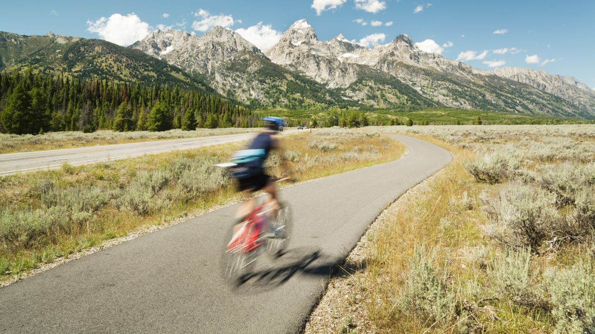 Cyclist at Grand Teton National Park