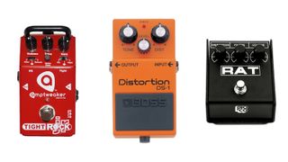 A collection of distortion pedals from Amptweaker, Boss and ProCo