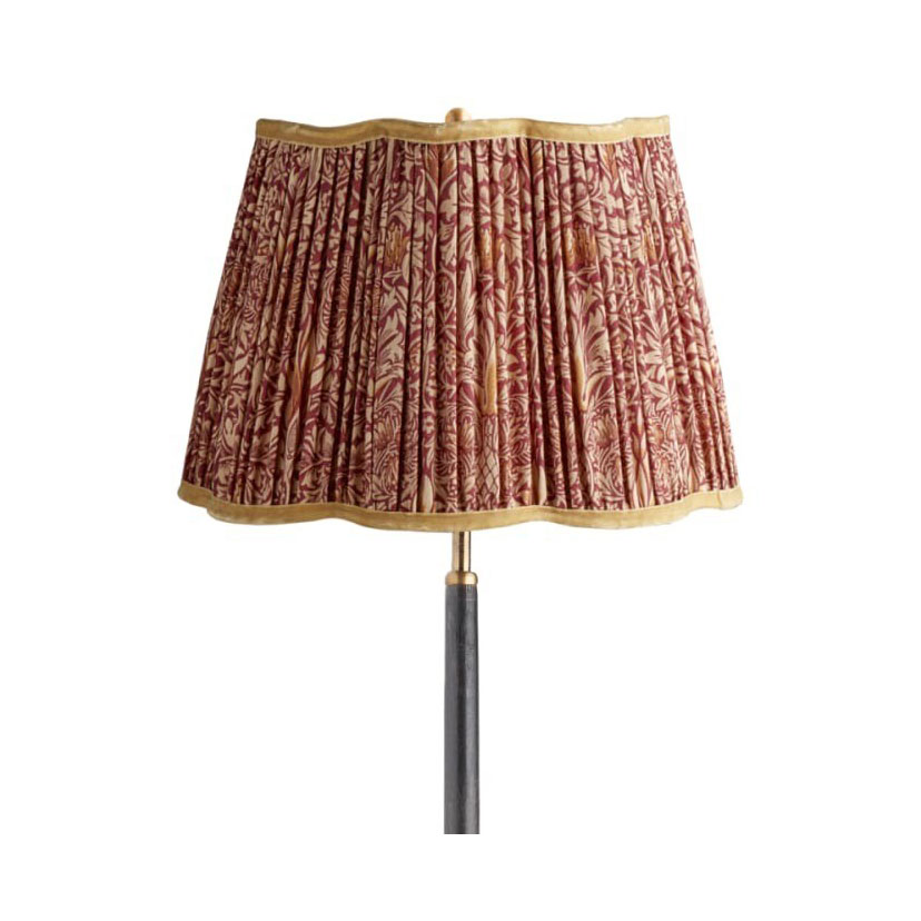 Pooky Lighting US, 14 Inch Scalloped Straight Empire Shade in Claret & Gold Silk Snakeshead by Morris & Co