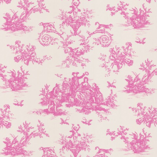 18th-century characters with fountain, cherub, sheep, doves and hunting motifs wallpaper