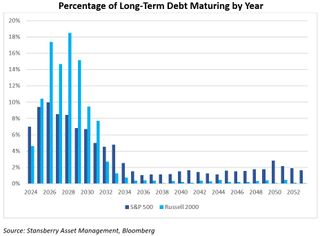 Percentage of long-term debt maturing by year.