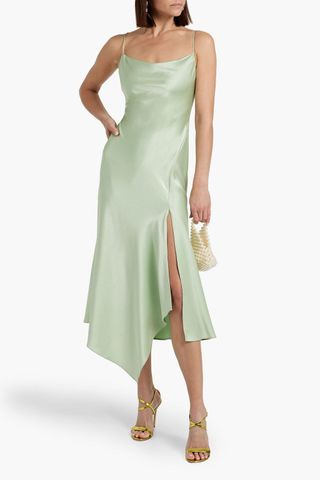 Harmony Asymmetric Draped Satin-Crepe Dress