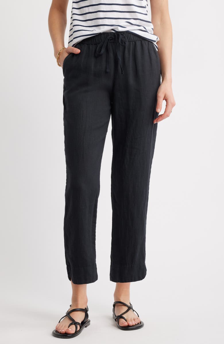 Tie Waist Taper Linen Pants
