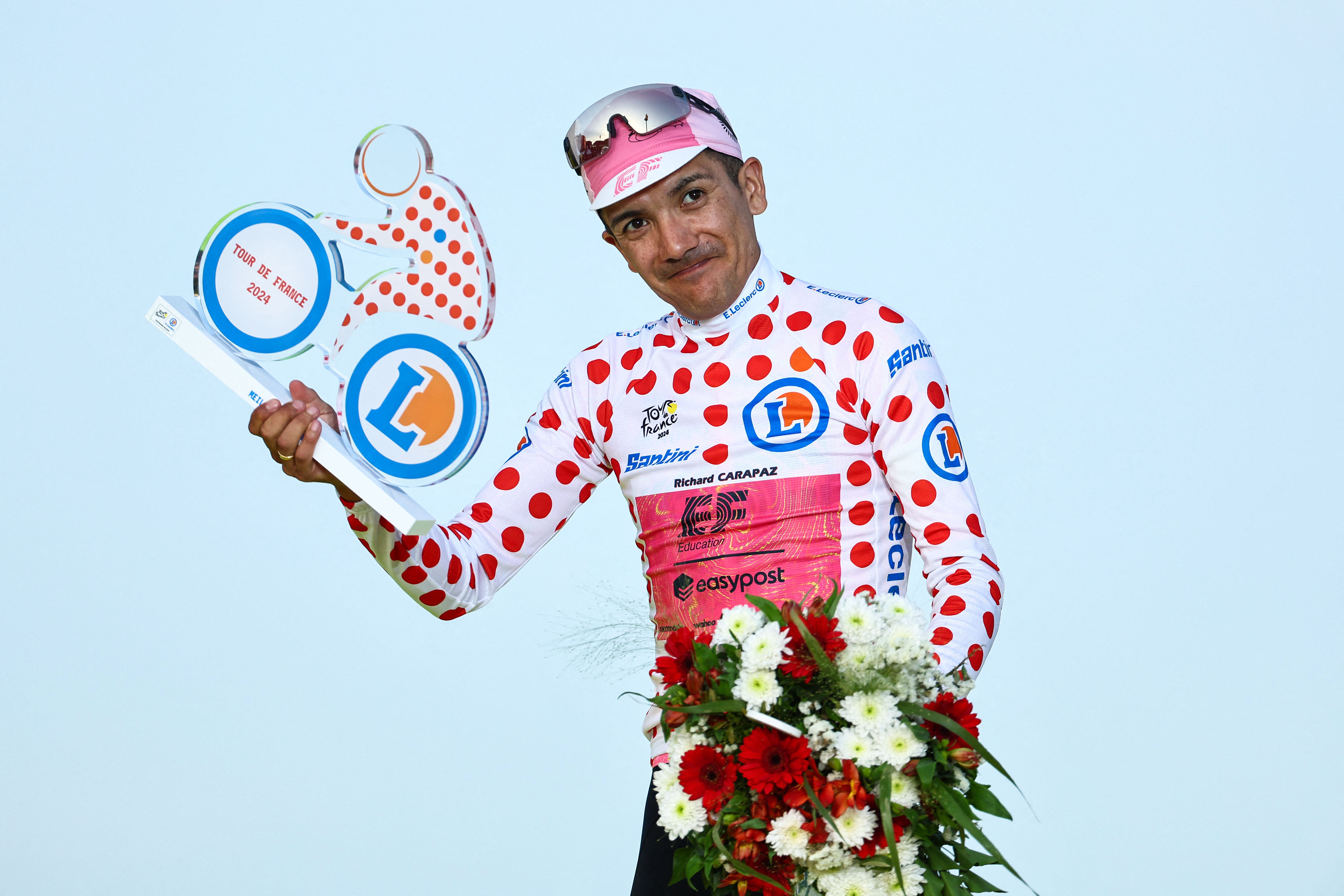 Richard Carapaz in the polka dot jersey at the Tour de France