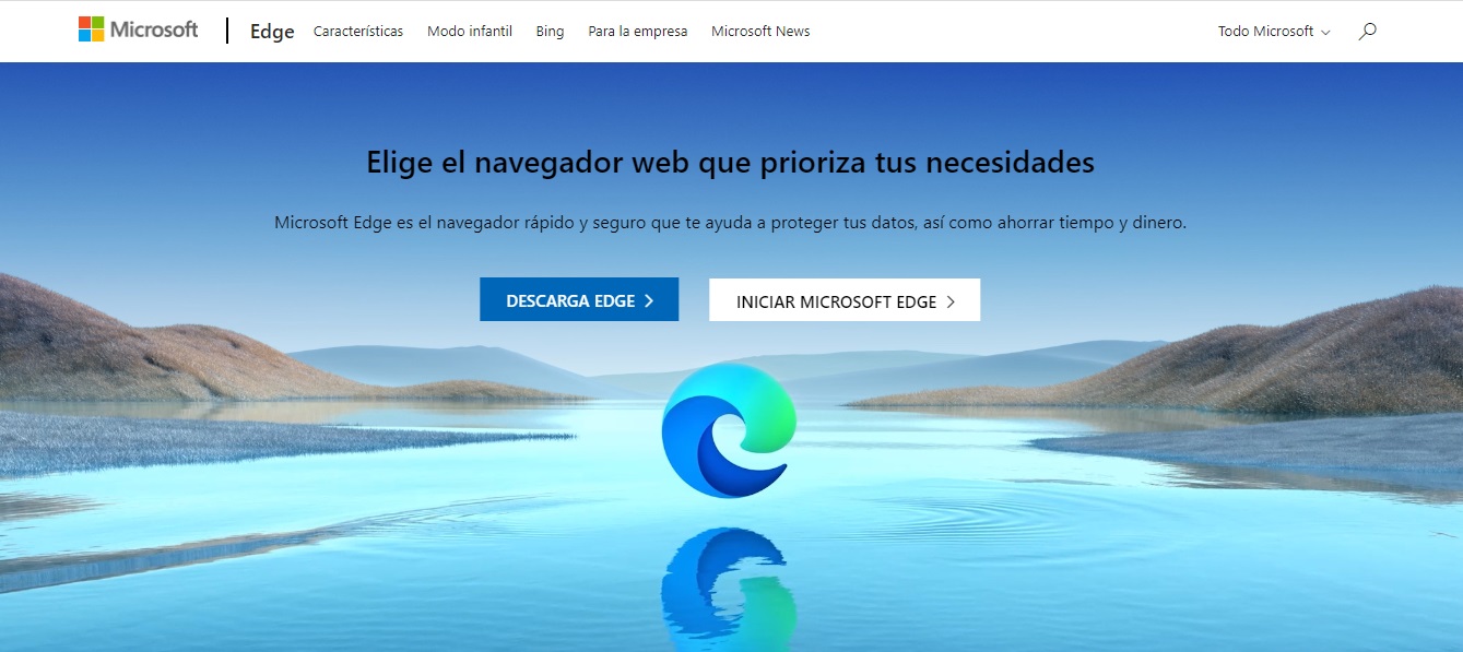 Captura de pantalla de la web de Microsoft Edge