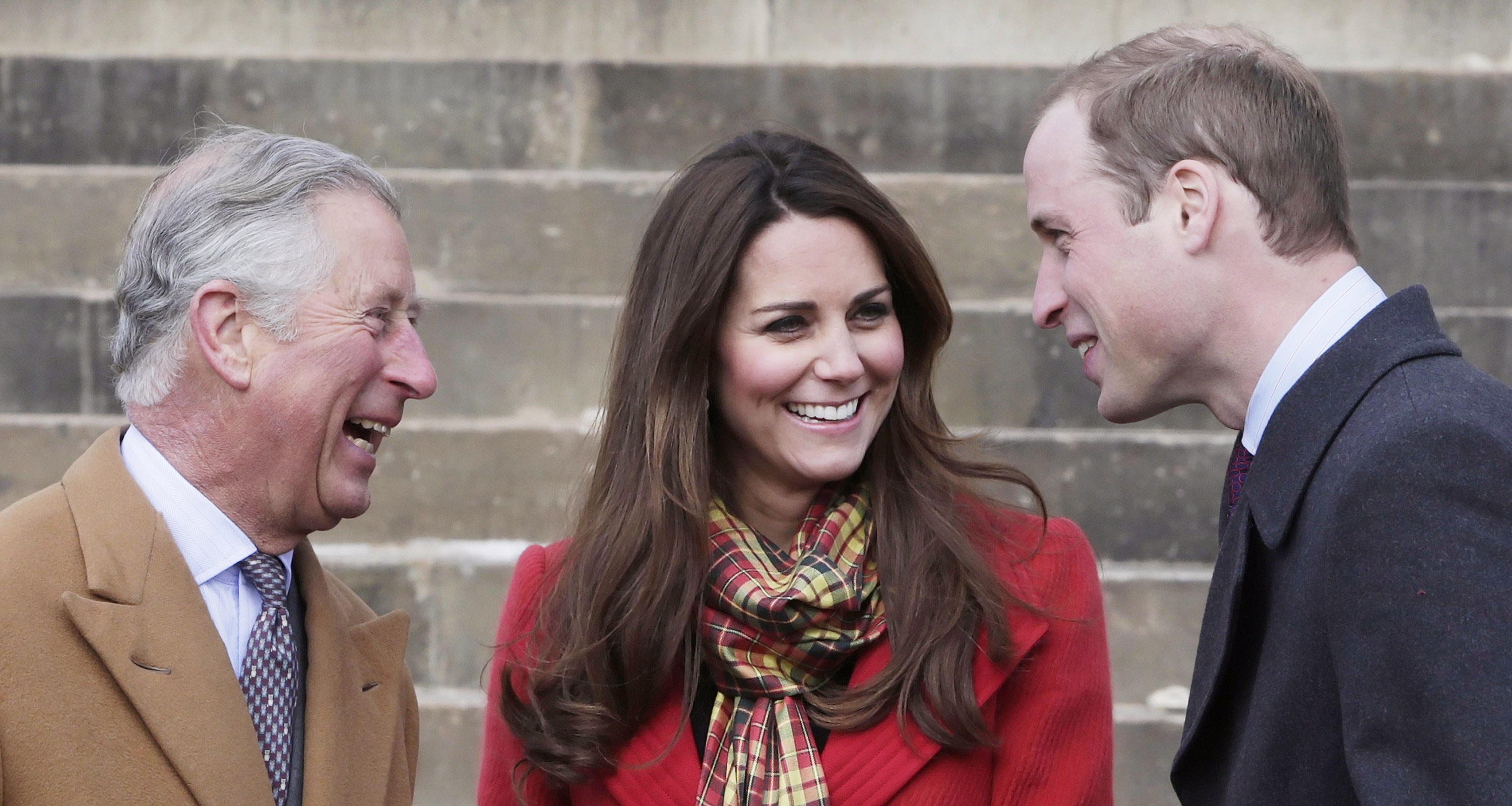 Prince Charles, Duke of Rothesay, Catherine, Countess of Strathearn and Prince William, Earl of Strathearn on March 05, 2013 in Ayrshire, Scotland. (Photo by Danny Lawson - WPA Pool/Getty Images)