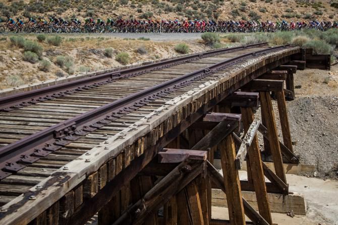 The peloton on the way up the climb