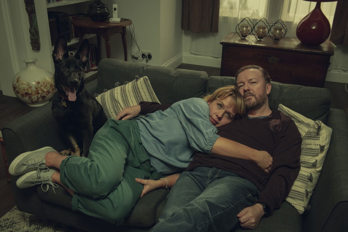 &#039;Whitstable Pearl&#039; star Kerry Godliman with Ricky Gervais in After Life.