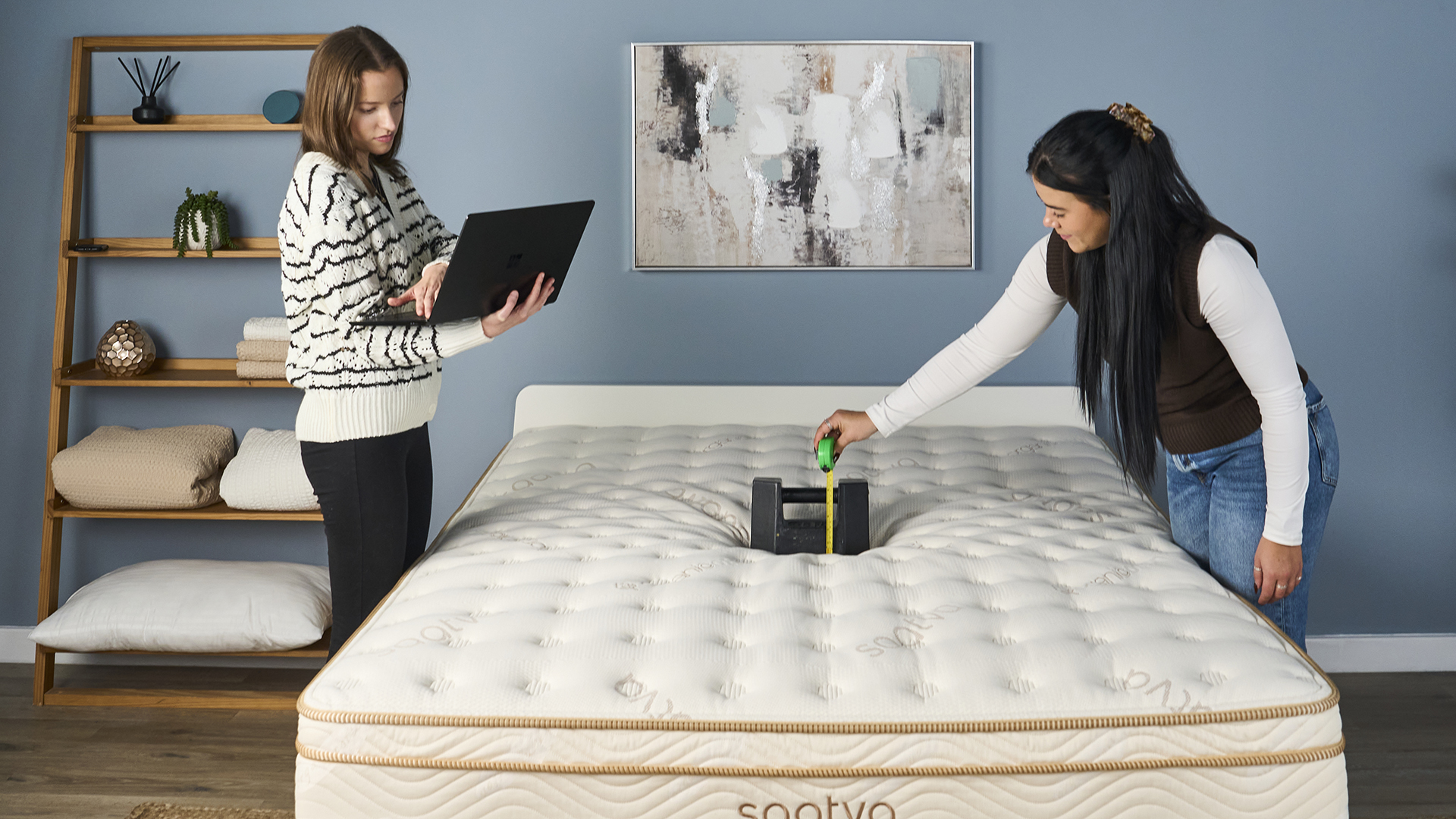 Sleep team testing the Saatva Classic Mattress