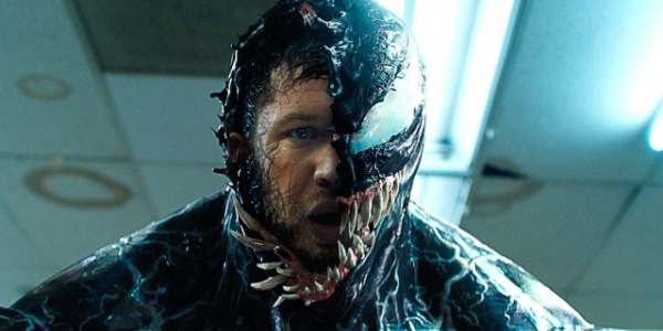 Tom Hardy&#039;s face half covered by Venom