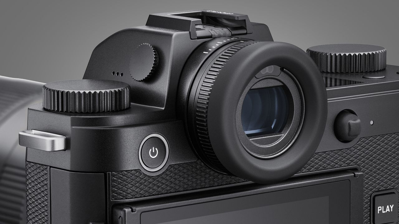 The Leica SL3 camera on a grey background