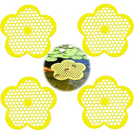 Lqqbox 4 Pcs Floating Bee Island, 7.87in Flower-Shaped Bee Watering Station Safe Pollinator Butterfly Waterer for Feeding Bath Garden Outdoor Use