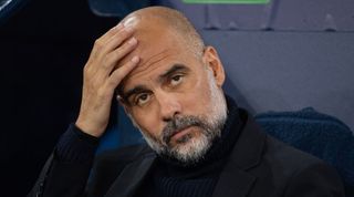 Manchester City manager Pep Guardiola during the UEFA Champions League match between Manchester City and FK Crvena Zvezda at Etihad Stadium on September 19, 2023 in Manchester, England. (Photo by Joe Prior/Visionhaus via Getty Images)