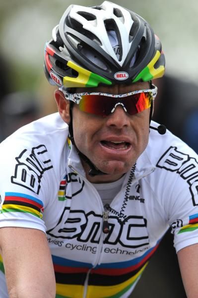 Cadel Evans (BMC) looked pretty calm after winning his first major Classic.