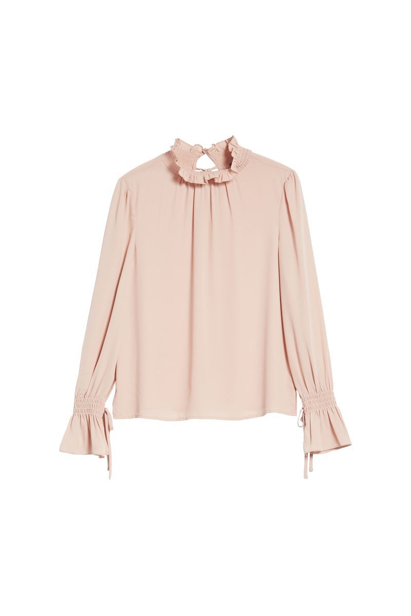 Clothing, Pink, Sleeve, Outerwear, Collar, Blouse, Neck, Beige, Top, Peach,