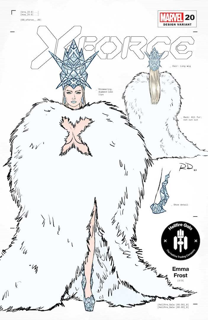 Hellfire Gala outfit designs by Russell Dauterman