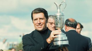 Gary Player with the Claret Jug after his 1974 Open win