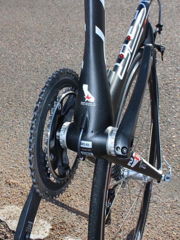 The narrow down tube flares dramatically just before meeting the bottom bracket